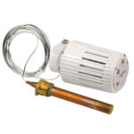 R462L термостатическая головка с фитингом 1/2", н.р. с гильзой и капилярной трубкой 2м.
